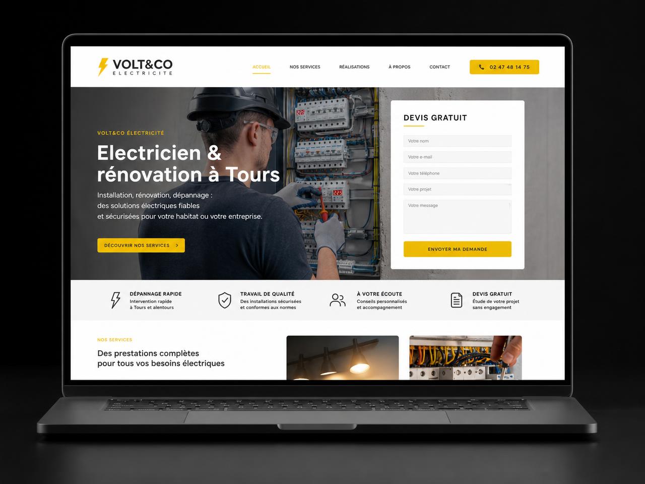 Exemple de site web Volt & Co Électricité